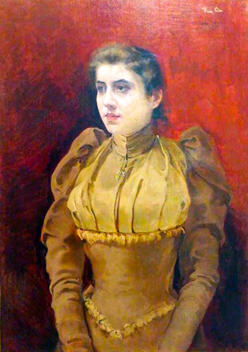 3.102. Dama sobre fondo rojo. Eulogio Varela en la pieza del mes en el Museo Municipal.