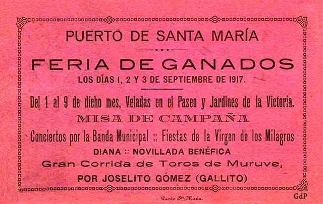 3.261. Hace 100 años. Feria de Ganados, toreo de Joselito y Veladas en el Paseo y Jardines de la Victoria.